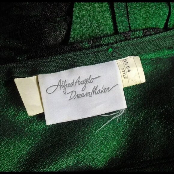 Green Formal Gown, TEA LENGTH with Black Lace Corset VFG Vintage 80s DRAMA - Picture 8 of 16